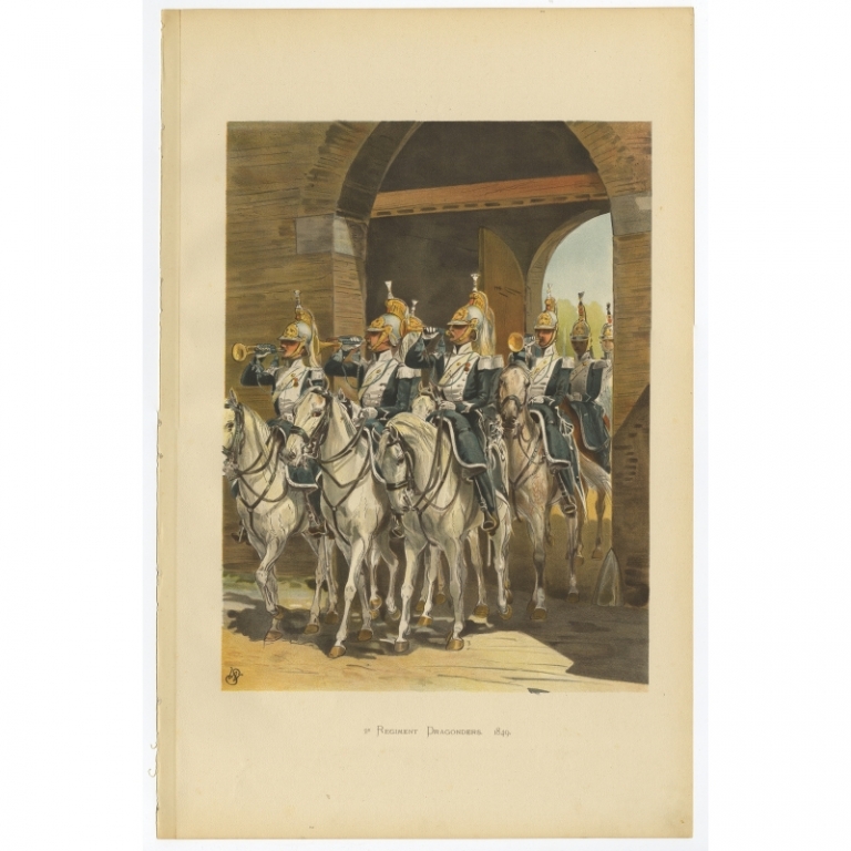 Antique Print of the 2nd. Regiment Dragoons by Van de Weyer (1900)