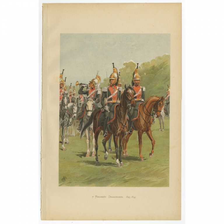 Antique Print of the 3rd. Regiment Dragoons by Van de Weyer (1900)