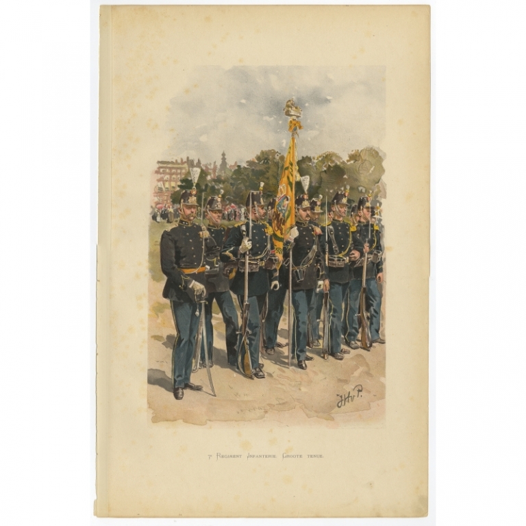 Antique Print of the 7th Regiment Infantry by Van de Weyer (1900)