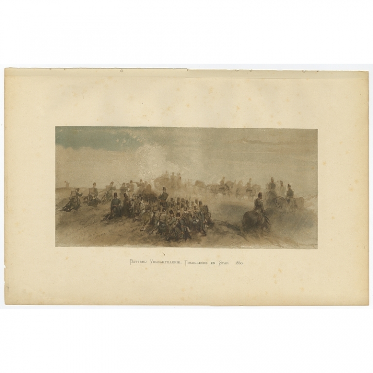 Antique Print of the Field Artillery Battery and Tirailleurs by Van de Weyer (1900)