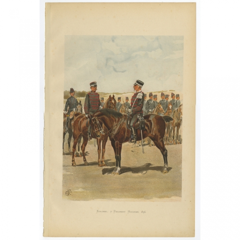 Antique Print of a Colonel of the 3rd regiment Hussars by Van de Weyer (1900)