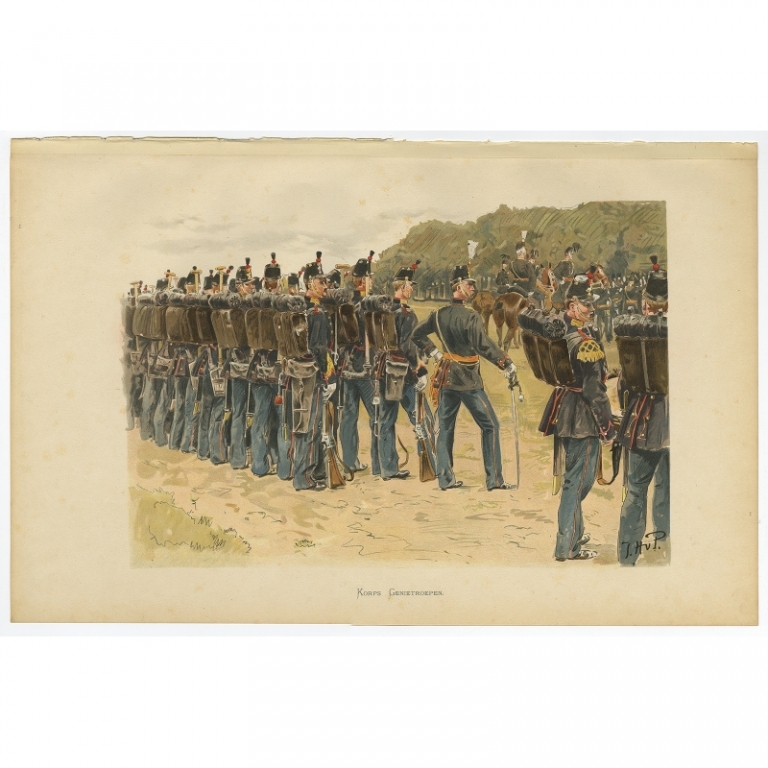 Antique Print of the Combat Engineer Corps of the Dutch Army by Van de Weyer (1900)