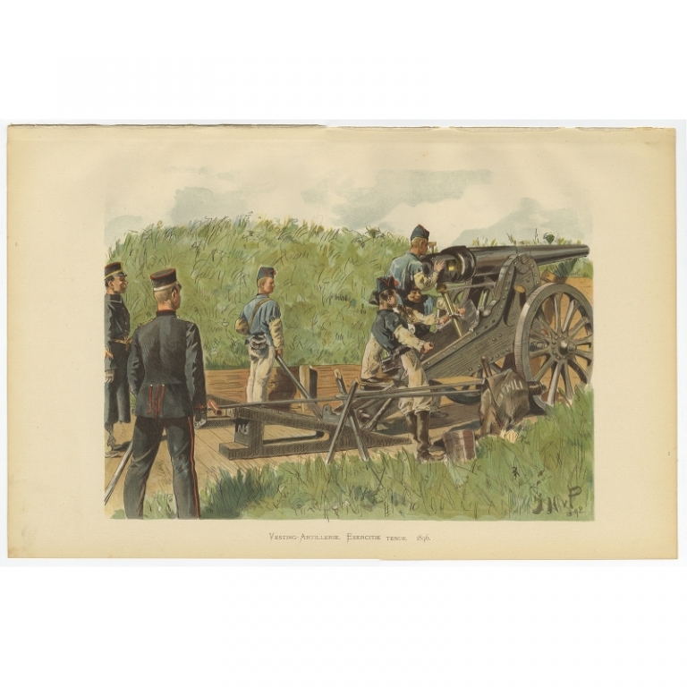 Antique Print of the Fortress Artillery of the Dutch Army by Van de Weyer (1900)