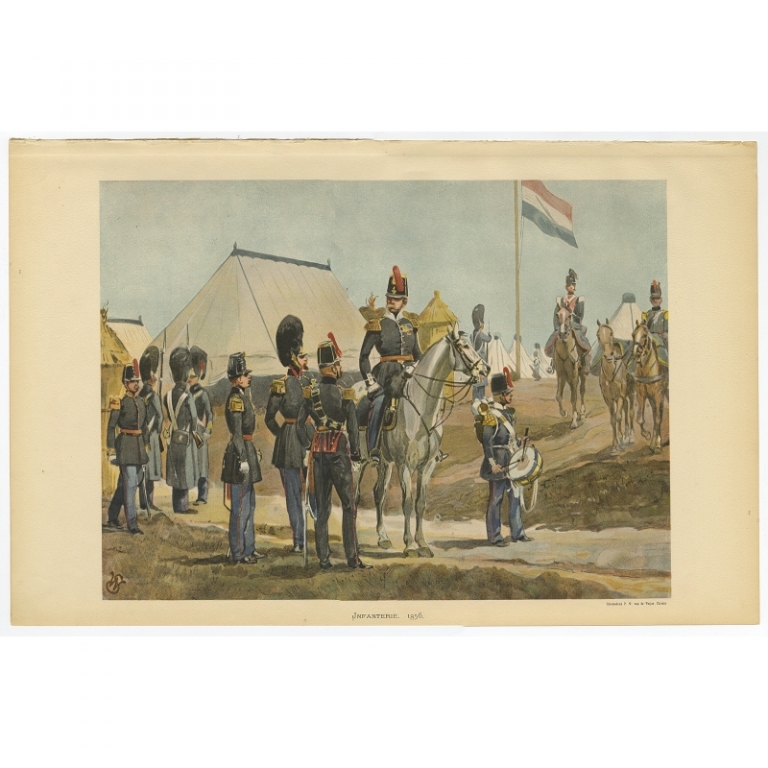 Antique Print of the Infantry of the Dutch army 1856 by Van de Weyer (1900)
