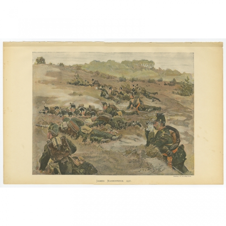 Antique Print of 'Jagers' of the Dutch Army by Van de Weyer (1900)