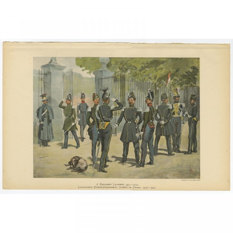 Antique Print of the 2nd. Regiment Lanciers by Van de Weyer (1900)