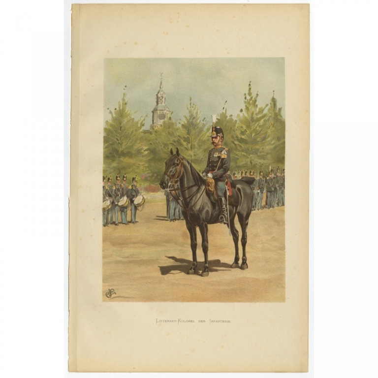 Antique Print of a Lieutenant Colonel (infantry) of the Dutch Army by Van de Weyer (1900)