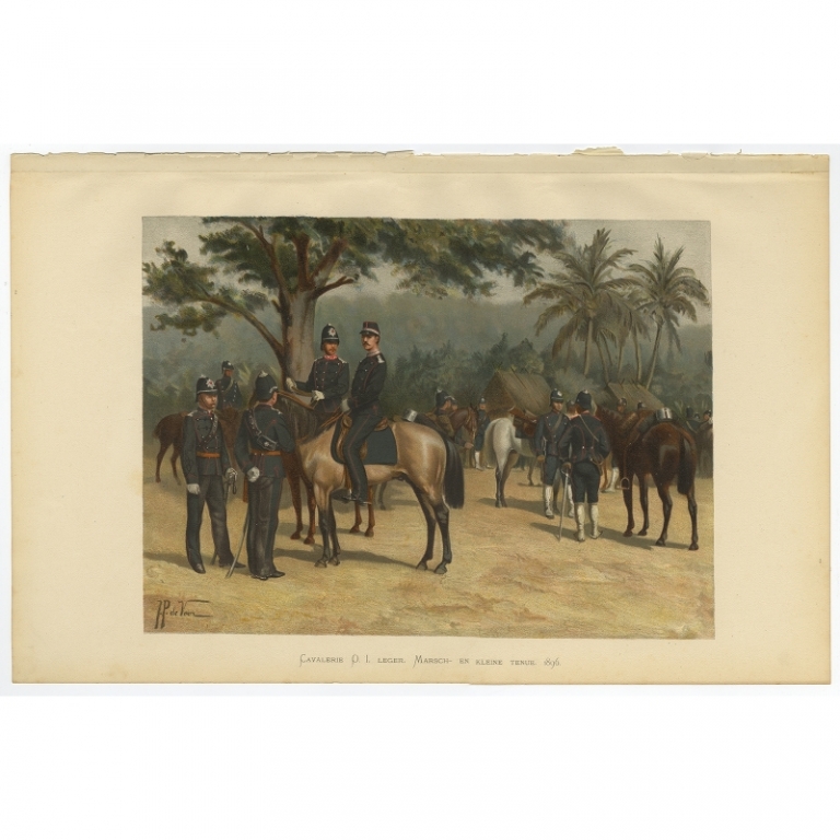 Antique Print of the Cavalry of the Royal Netherlands East Indies Army by Van de Weyer (1900)