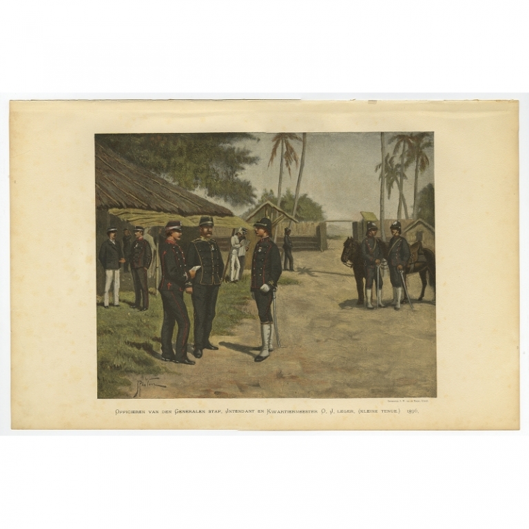 Antique Print of Officers of the General Staff by Van de Weyer (1900)