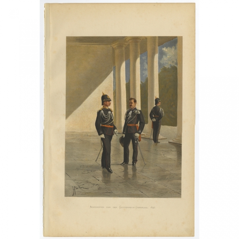 Antique Print of Adjutants of the Governor-General of the Dutch East Indies by Van de Weyer (1900)