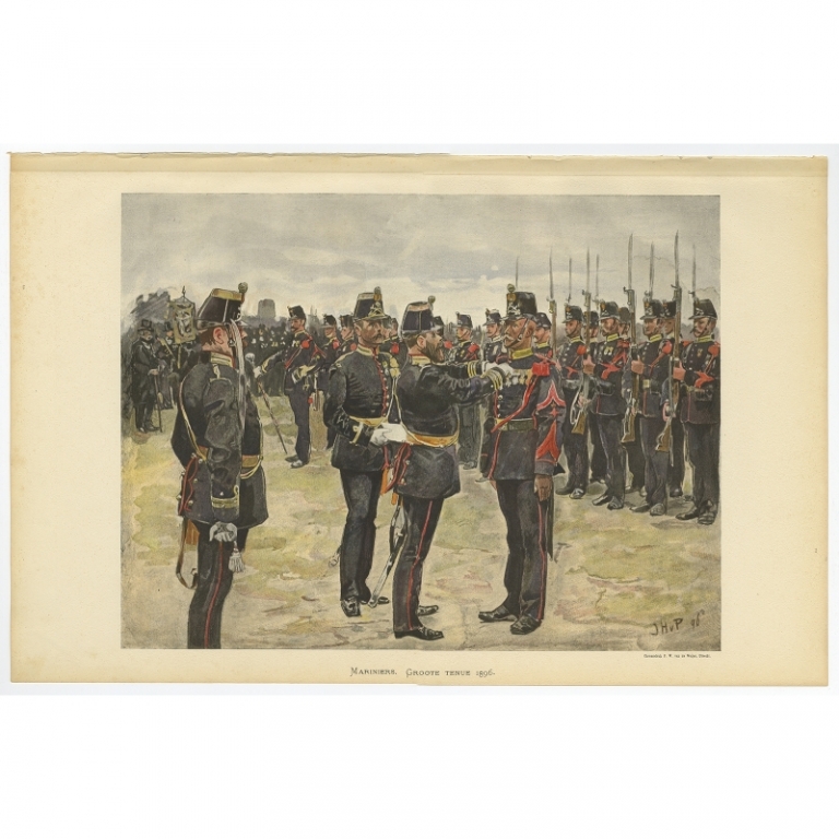 Antique Print of the Dutch Marine Corps by Van de Weyer (1900)