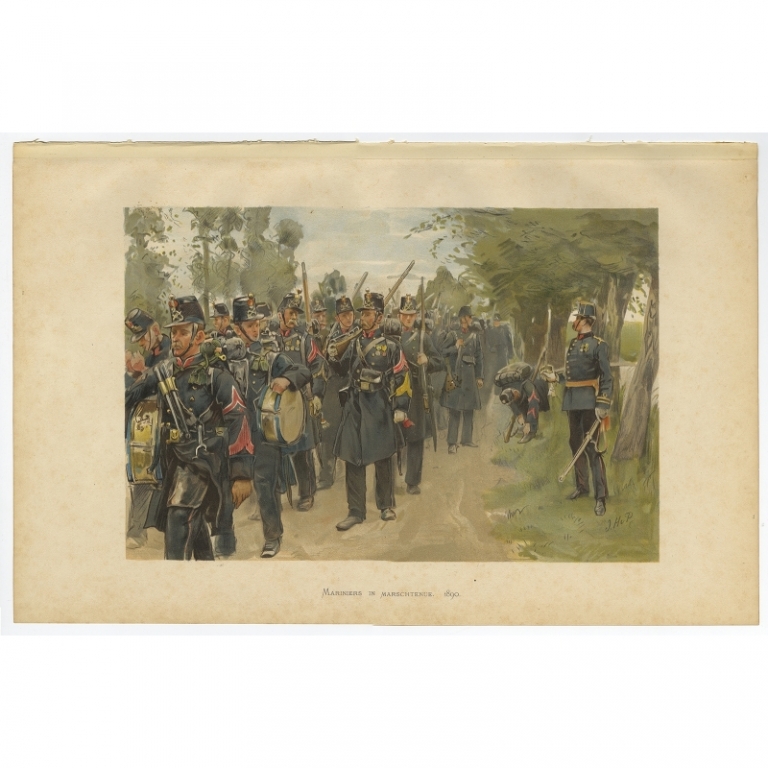 Antique Print of the Dutch Marine Corps Van de Weyer (1900)