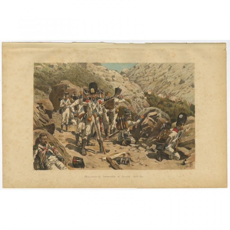 Antique Print of the Dutch Infantry in Spain by Van de Weyer (1900)