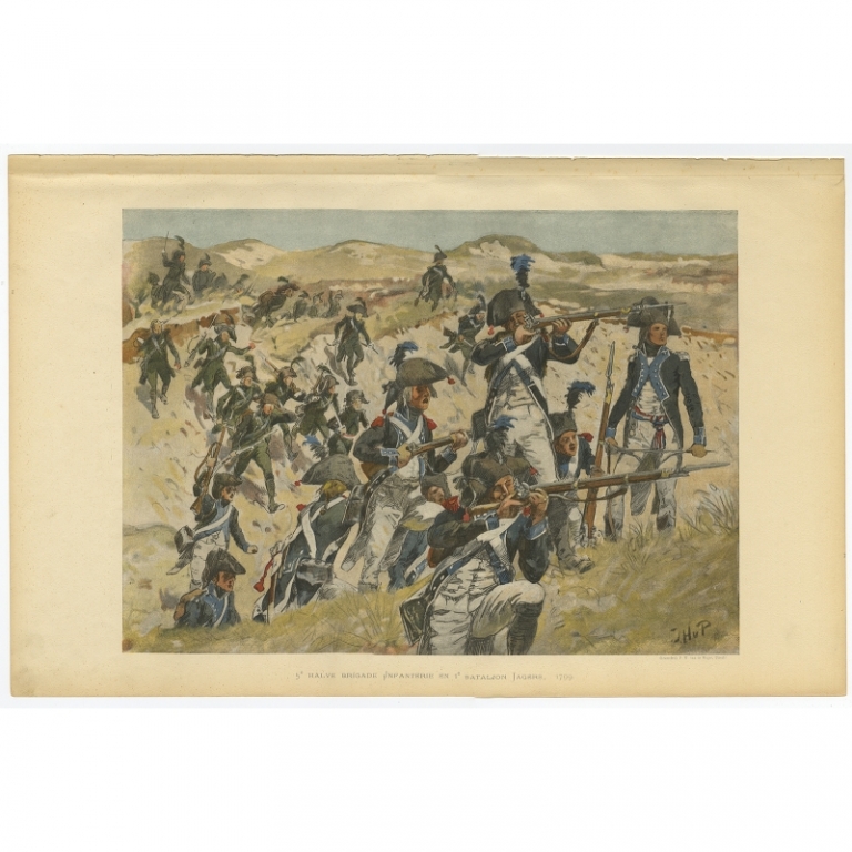 Antique Print of the Dutch infantry against the British army by Van de Weyer (1900)