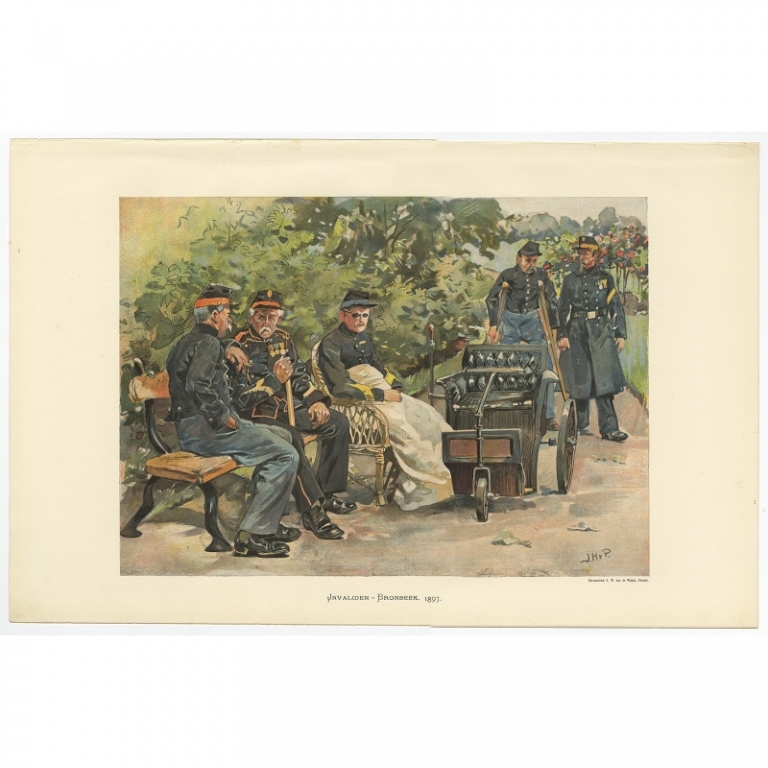 Antique Print of War Invalids at Bronbeek by Van de Weyer (1900)