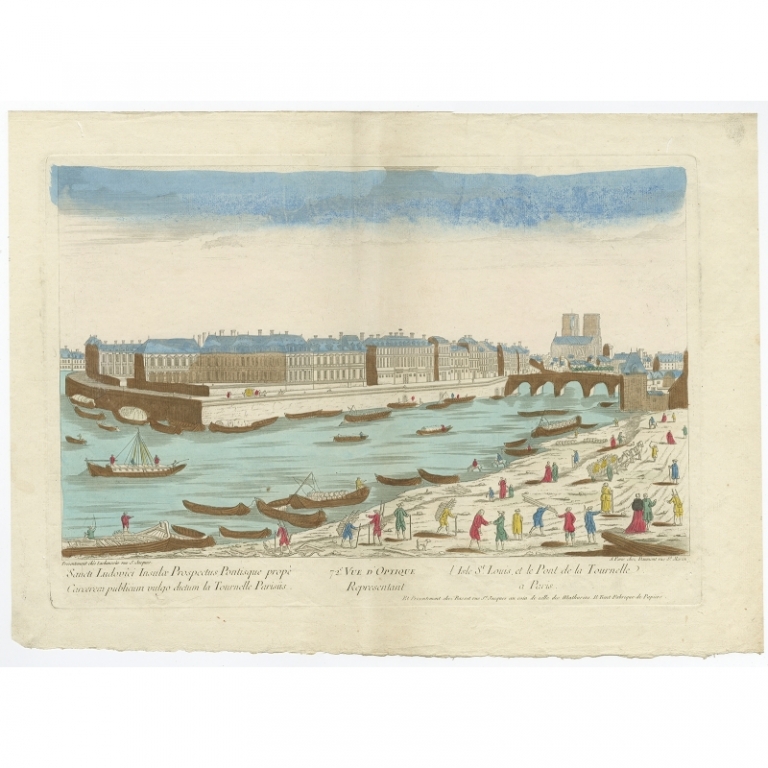 Antique Print of the Island of St. Louis and Pont de la Tournelle by Daumont (c.1770)