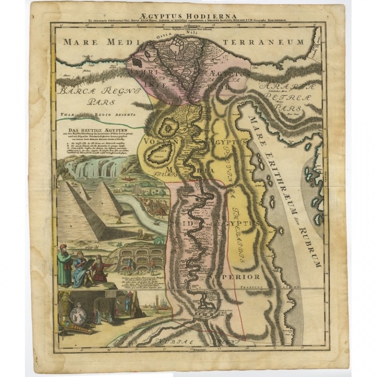 Antique Map of Egypt and the Nile River (c.1720)
