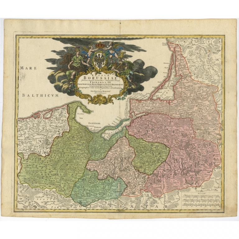Antique Map of the Baltic Region by Homann Heirs (c.1730)
