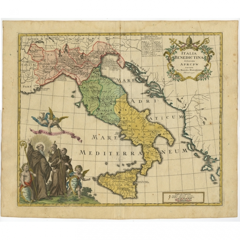 Antique Map of Italy by Homann Heirs (c.1745)