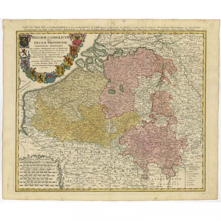 Antique Map of Belgium and Luxembourg by Homann Heirs (1747)