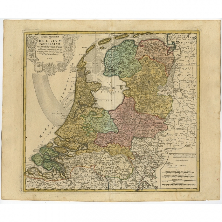 Antique Map of Holland by Homann Heirs (c.1748)
