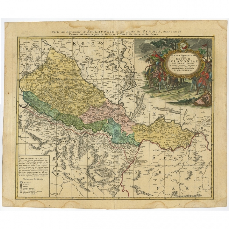 Antique Map of Slavonia by Homann Heirs (c.1745)