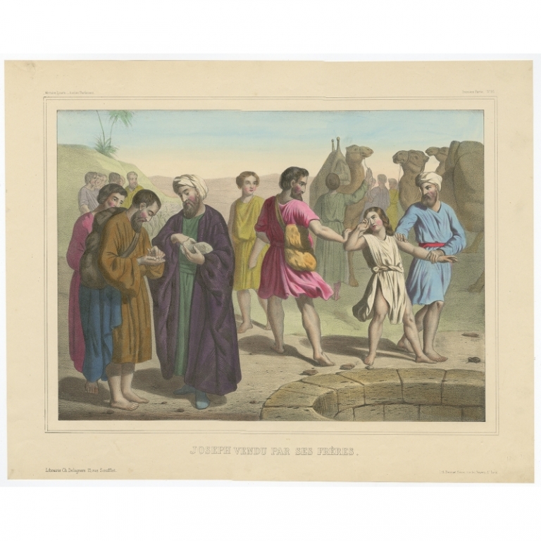Antique Print of Joseph sold by his brothers by Becquet (c.1840)
