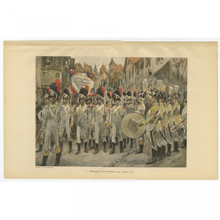 Antique Print of the 7th Line Infantry Battalion by Van de Weyer (1900)