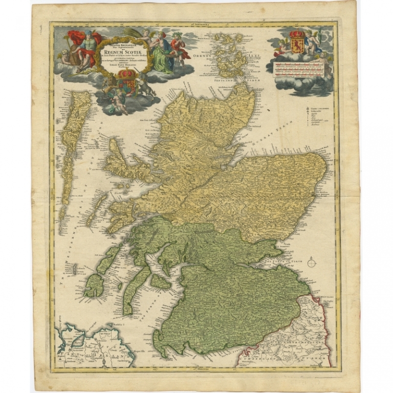 Antique Map of Scotland by Homann Heirs (c.1750)