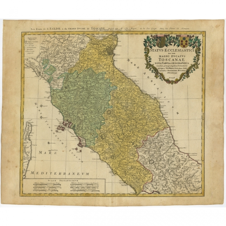 Antique Map of Central Italy by Homann Heirs (1748)