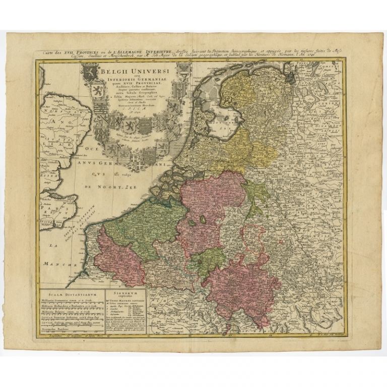 Antique Map of the Seventeen Provinces by Homann Heirs (1748)