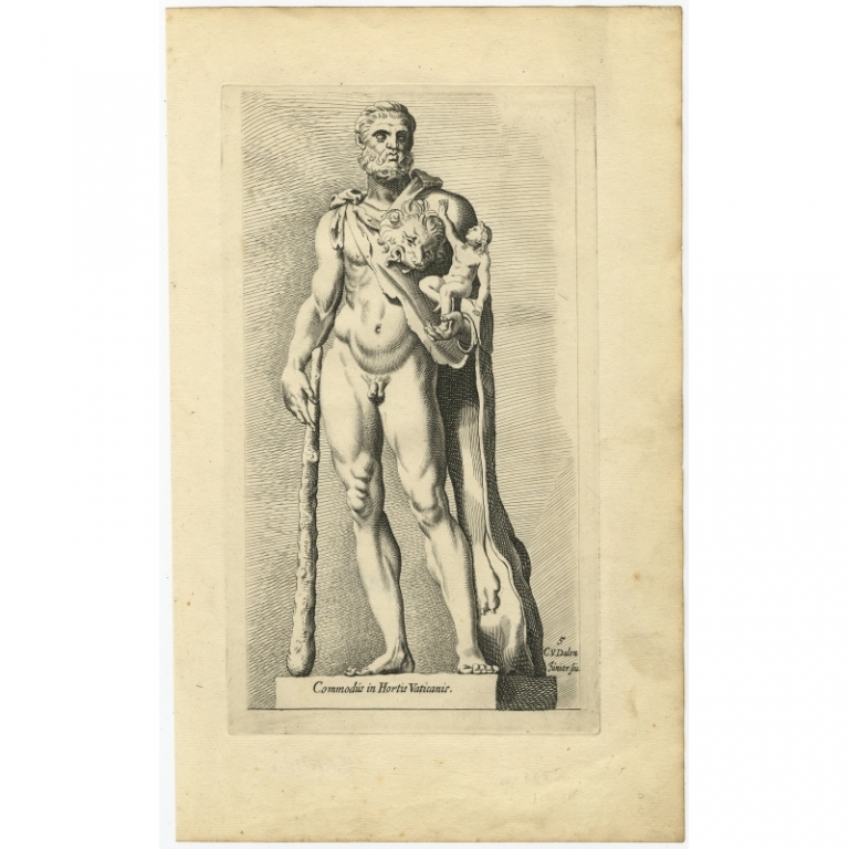 Antique Print of the Statue of Commodus by Van Dalen (1660)