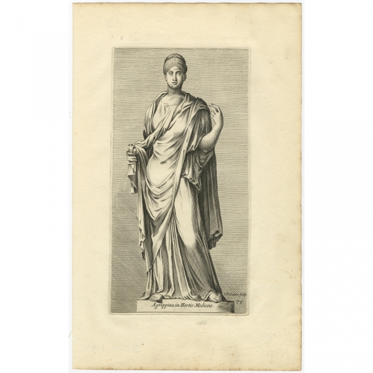 Antique Print of the Statue of Agrippina in Rome by Van Dalen (1660)