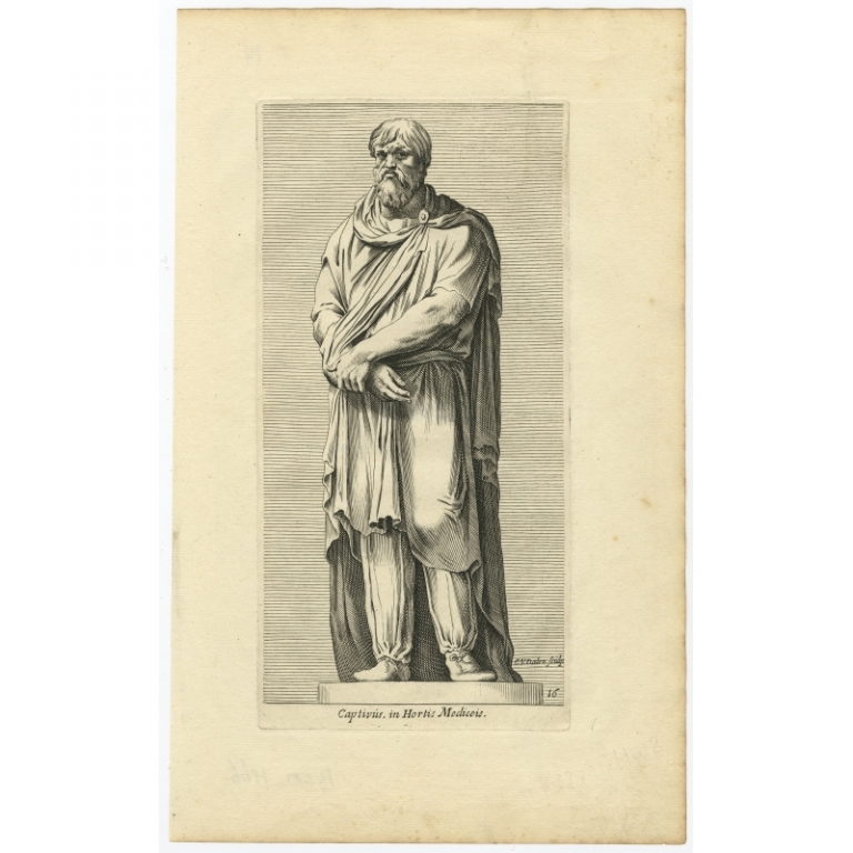 Antique Print of the Statue of Captivus in Rome by Van Dalen (1660)