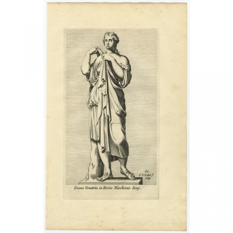 Antique Print of the Statue of Diana in Rome by Van Dalen (1660)