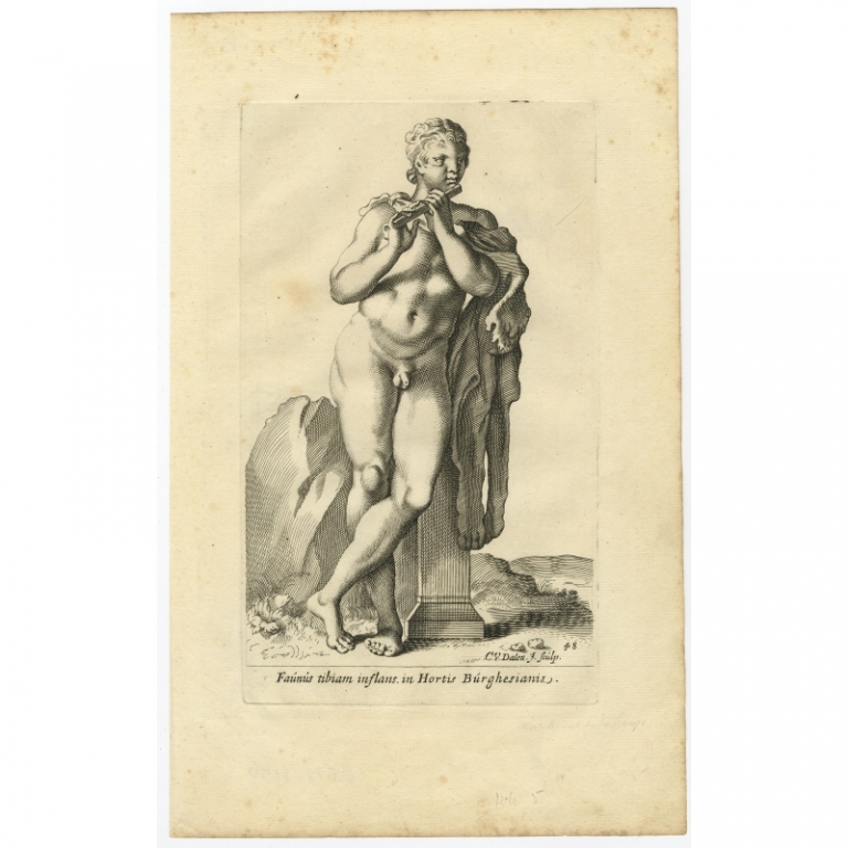 Antique Print of the Statue of Faunus in Rome by Van Dalen (1660)