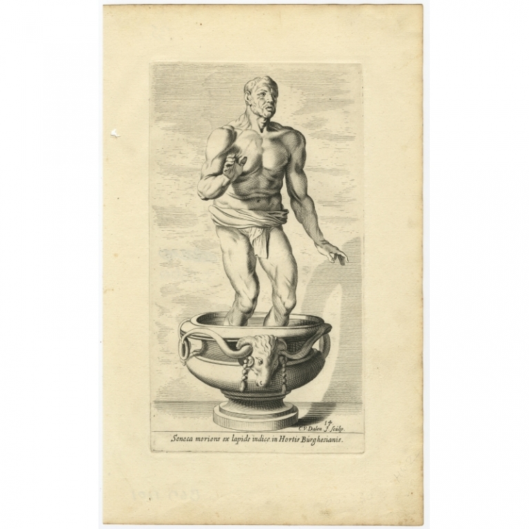 Antique Print of the Statue of Seneca in Rome by Van Dalen (1660)