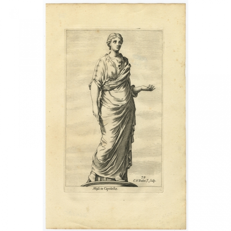 Antique Print of the Statue of a Muse in Rome by Van Dalen (1660)