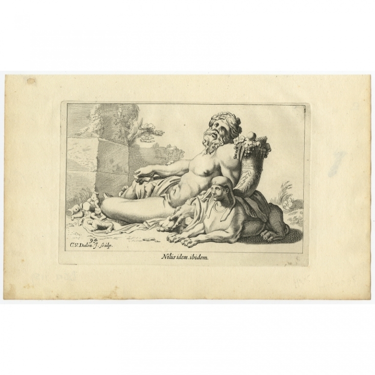 Antique Print of the Statue of Nilus in Rome by Van Dalen (1660)