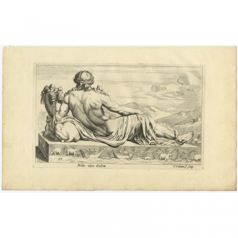 Antique Print of the Statue of Nilus in Rome by Van Dalen (1660)