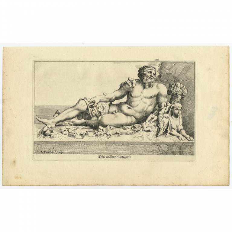 Antique Print of the Statue of Nilus in Rome by Van Dalen (1660)