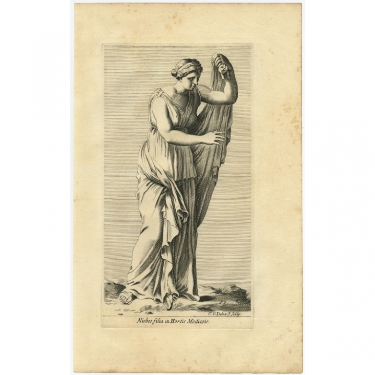 Antique Print of the Statue of Niobe in Rome by Van Dalen (1660)