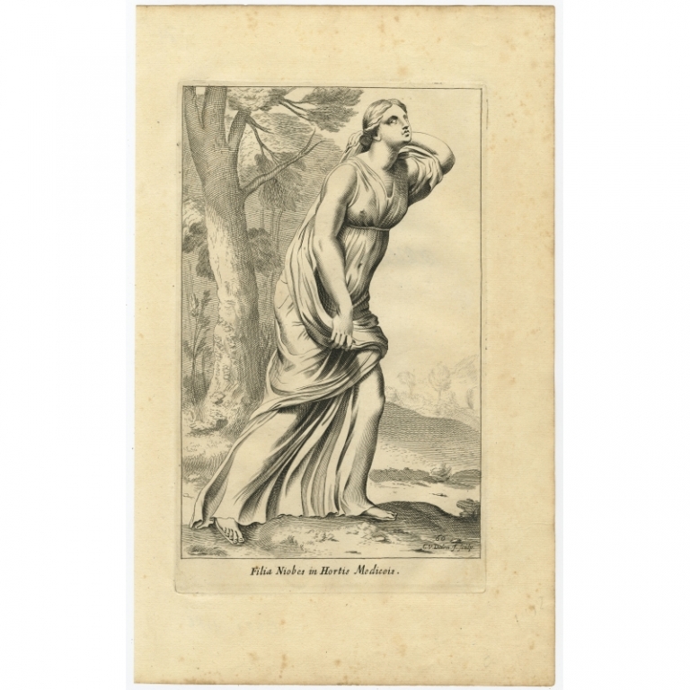 Antique Print of the Statue of Niobe in Rome by Van Dalen (1660)