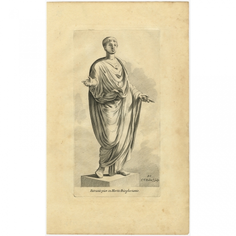 Antique Print of the Statue of a Patrician in Rome by Van Dalen (1660)