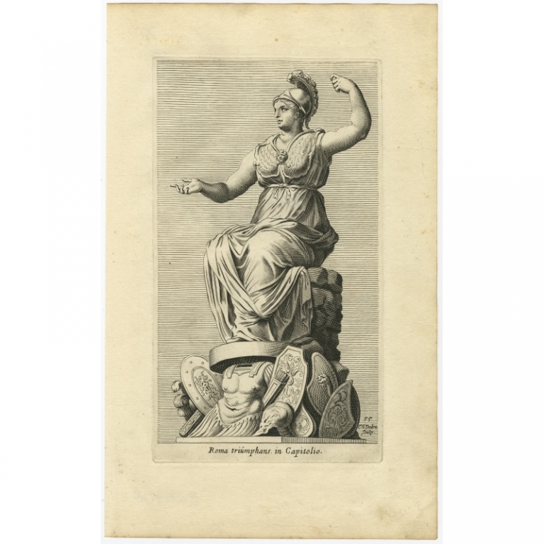 Antique Print of the Statue of Roma in Rome by Van Dalen (1660)