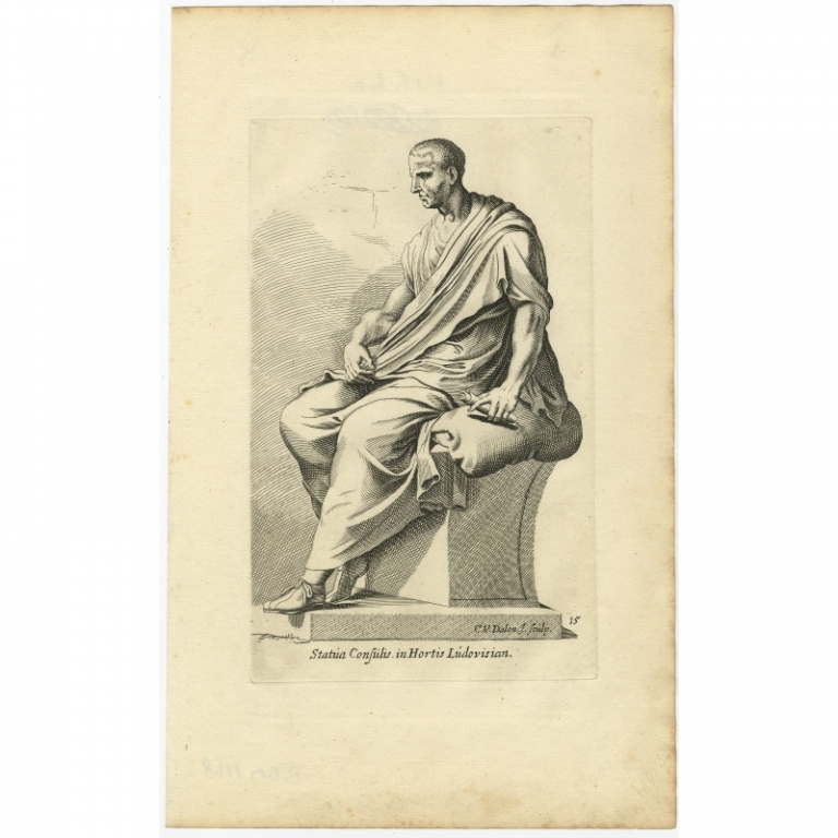 Antique Print of the Statue of a Roman Consul in Rome by Van Dalen (1660)