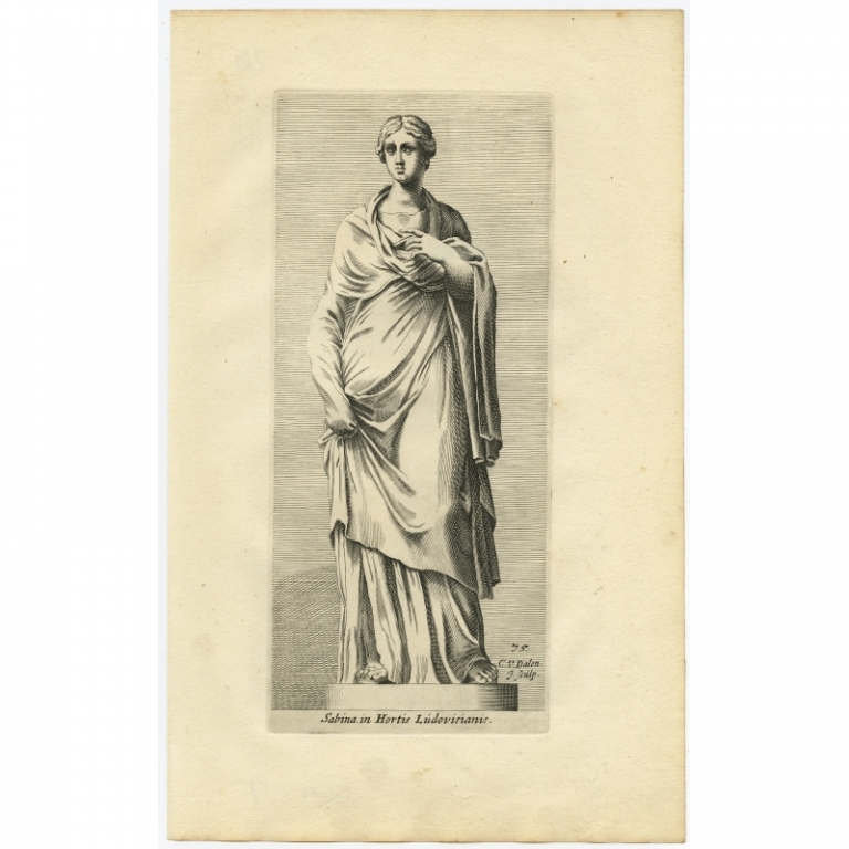 Antique Print of the Statue of a Sabine woman in Rome by Van Dalen (1660)