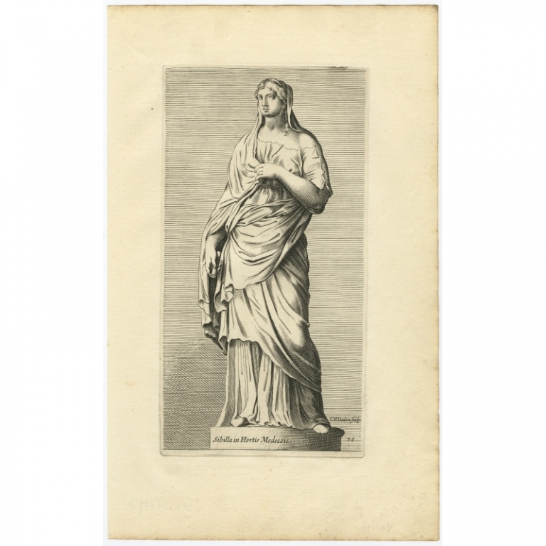 Antique Print of the Statue of a Sibyl in Rome by Van Dalen (1660)