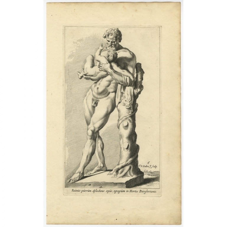 Antique Print of the Statue of Faunus by Van Dalen (1660)