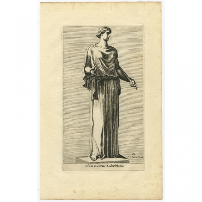 Antique Print of the Statue of a Muse in Rome by Van Dalen (1660)